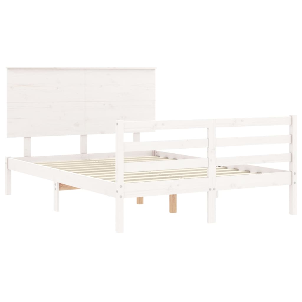 Cadre de lit sans matelas blanc bois massif