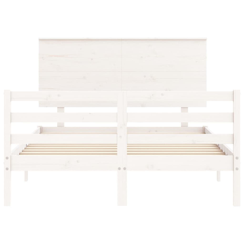 Cadre de lit sans matelas blanc bois massif