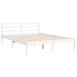 Cadre de lit sans matelas blanc bois massif