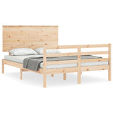 Solid wood bed frame without mattress