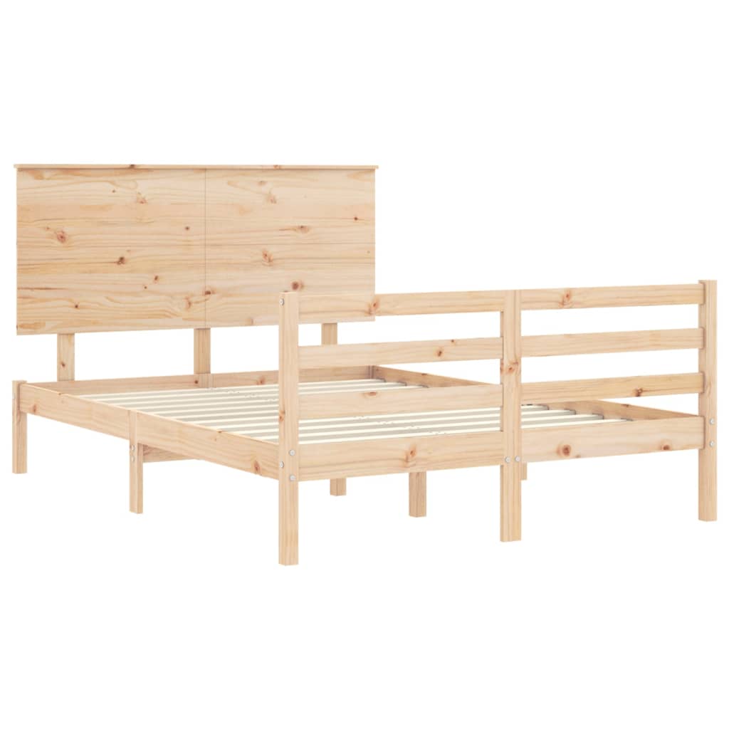 Solid wood bed frame without mattress