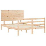 Solid wood bed frame without mattress