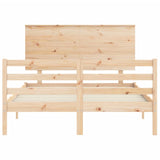 Solid wood bed frame without mattress