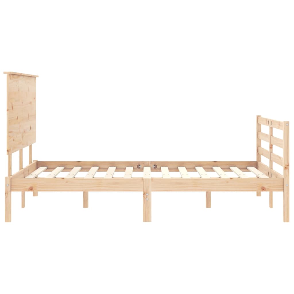 Solid wood bed frame without mattress