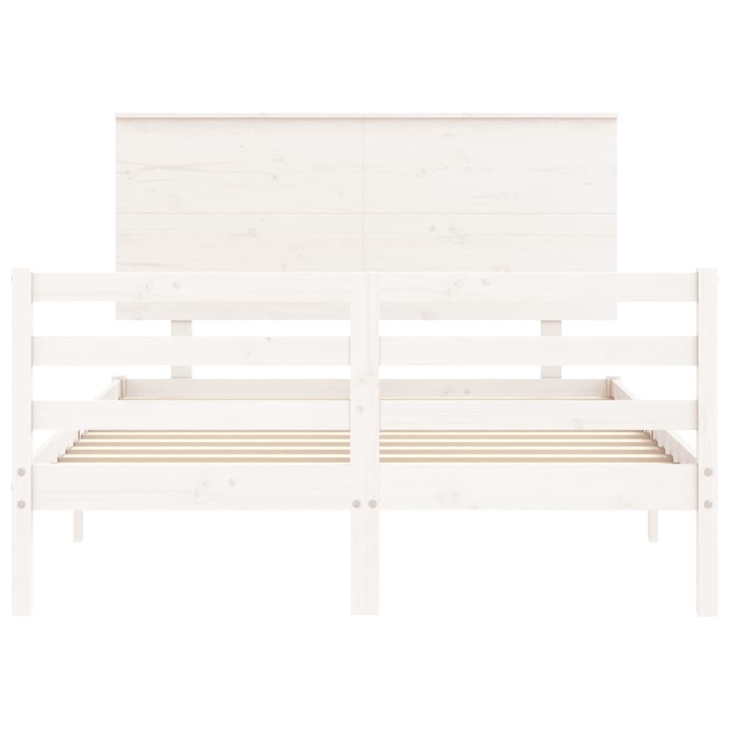 Cadre de lit sans matelas blanc bois massif