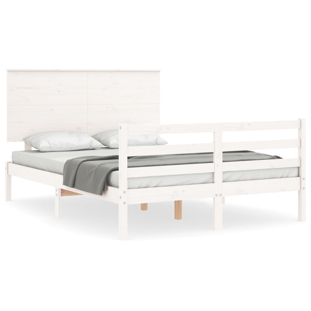 Cadre de lit sans matelas blanc 140x190 cm bois massif