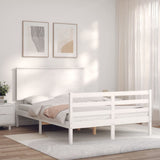 Cadre de lit sans matelas blanc 140x190 cm bois massif