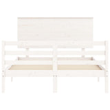 Cadre de lit sans matelas blanc 140x190 cm bois massif