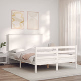 Cadre de lit sans matelas blanc 140x190 cm bois massif