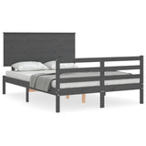 Cadre de lit sans matelas gris 140x190 cm bois massif