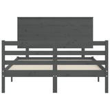 Cadre de lit sans matelas gris 140x190 cm bois massif