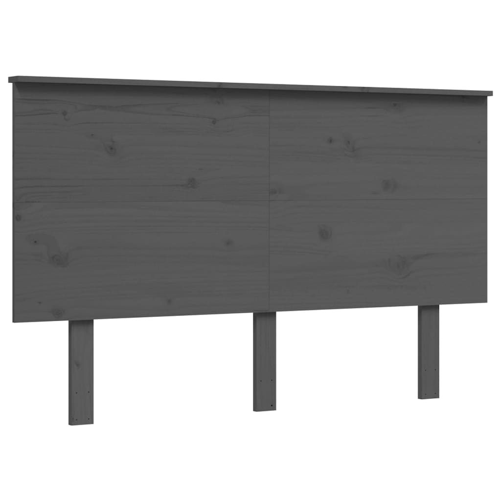 Cadre de lit sans matelas gris 140x190 cm bois massif