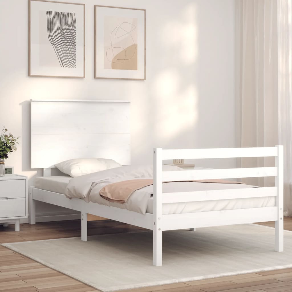 Bed frame without mattress white 90x200 cm solid wood