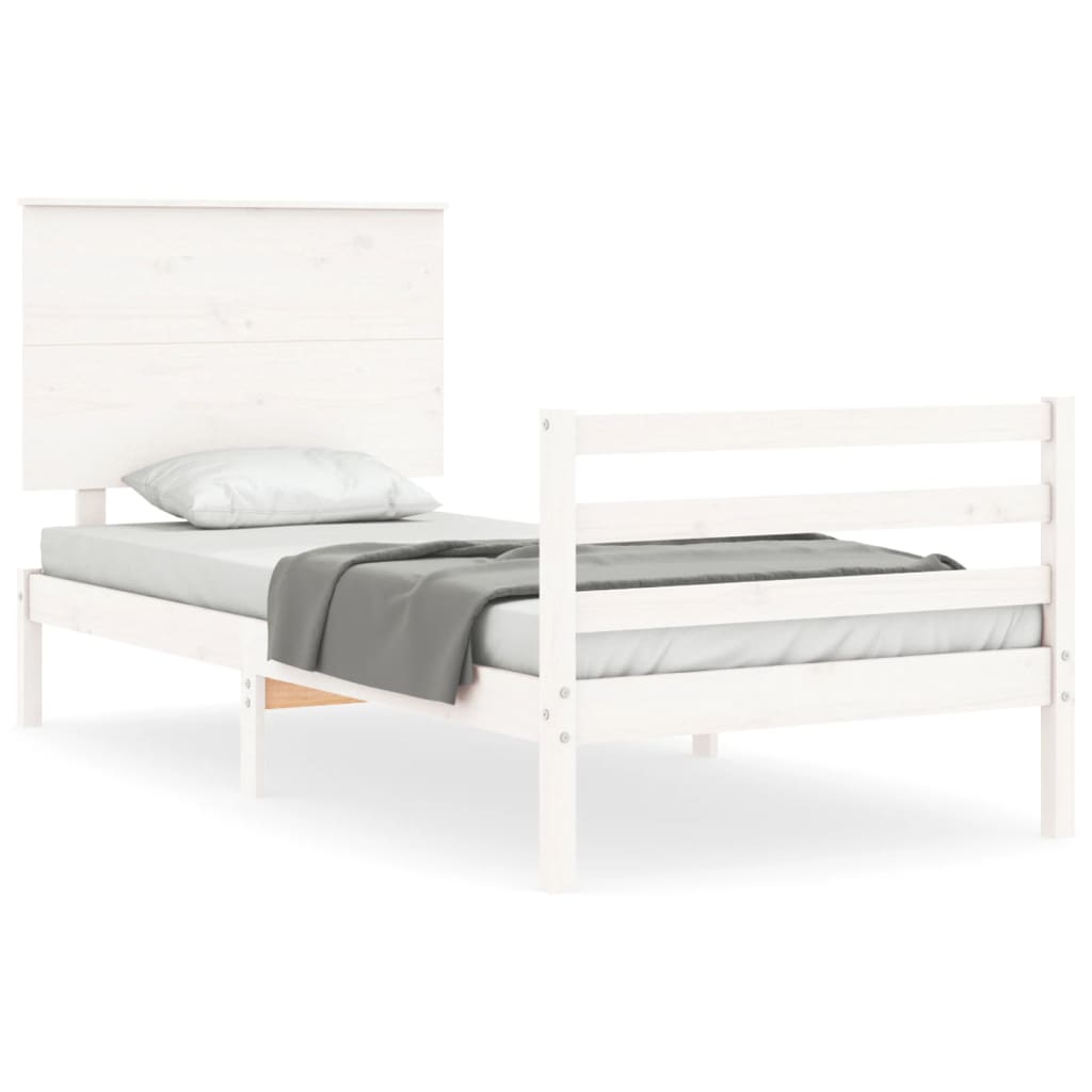 Cadre de lit sans matelas blanc 100x200 cm bois massif