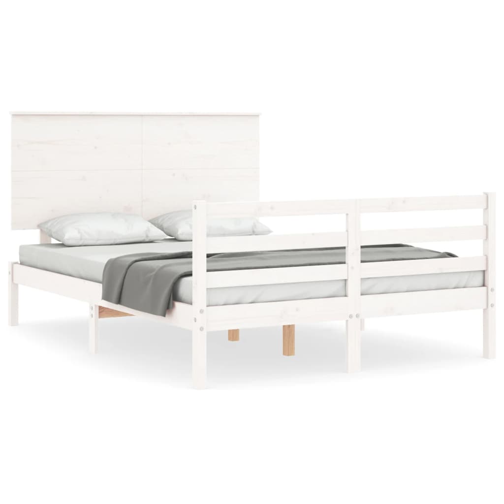 Cadre de lit sans matelas blanc 120x200 cm bois massif