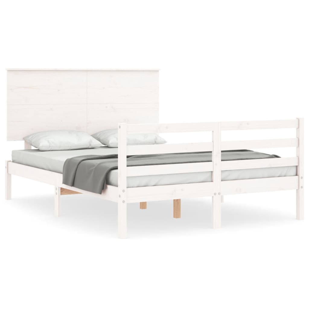 Cadre de lit sans matelas blanc 140x200 cm bois massif