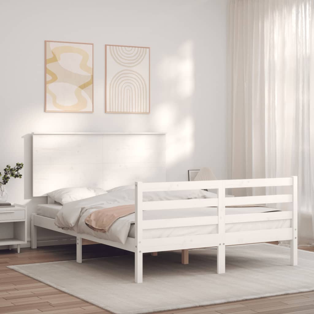 Cadre de lit sans matelas blanc 140x200 cm bois massif