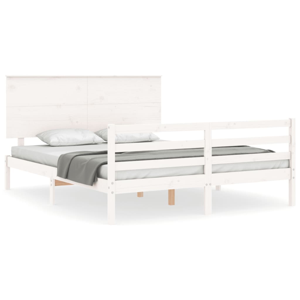 Cadre de lit sans matelas blanc bois de pin massif