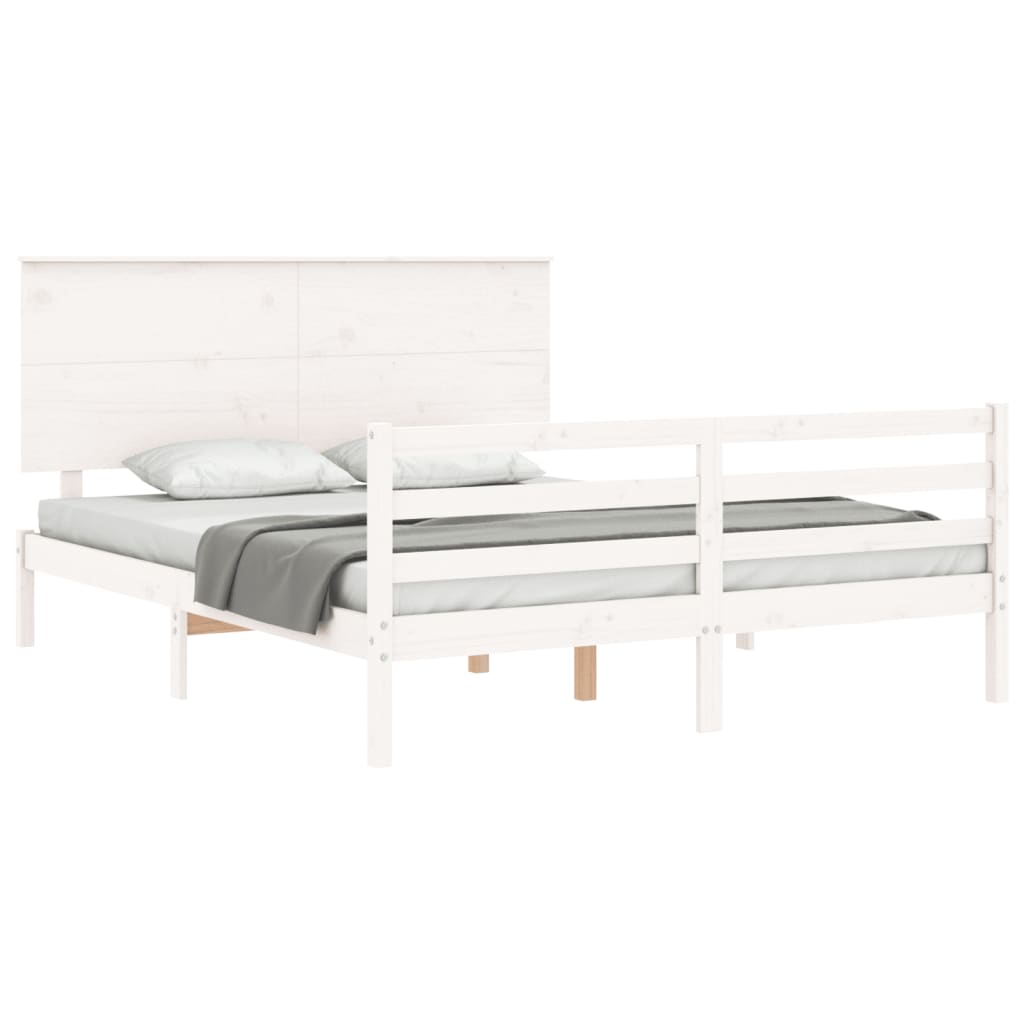 Cadre de lit sans matelas blanc bois de pin massif