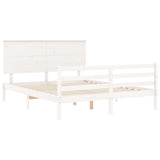 Cadre de lit sans matelas blanc bois de pin massif