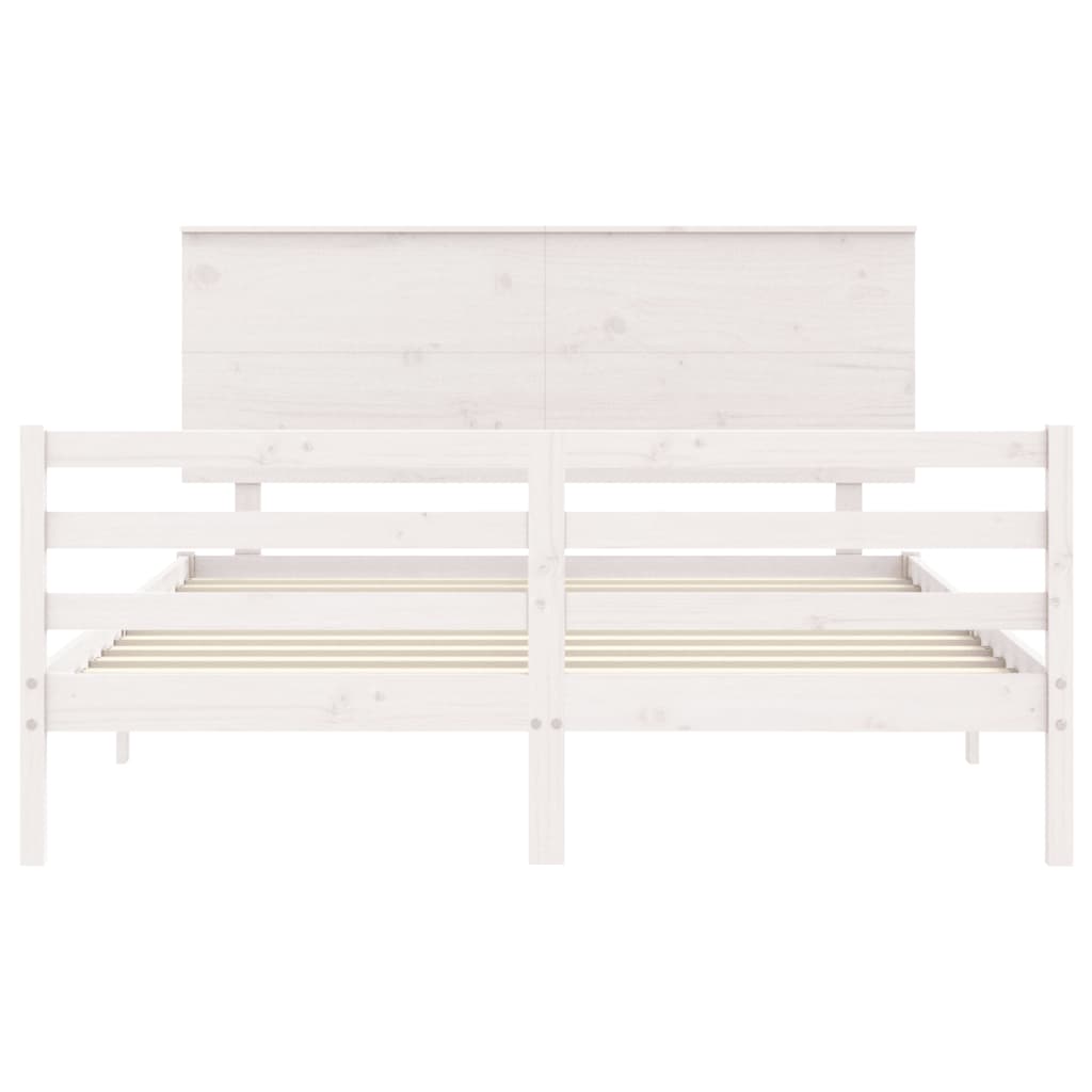 Cadre de lit sans matelas blanc bois de pin massif