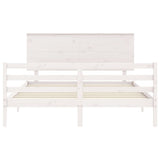 Cadre de lit sans matelas blanc bois de pin massif