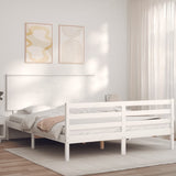 Cadre de lit sans matelas blanc bois de pin massif