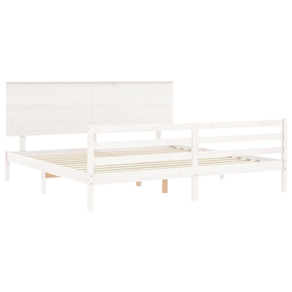 Cadre de lit sans matelas blanc 200x200 cm bois massif