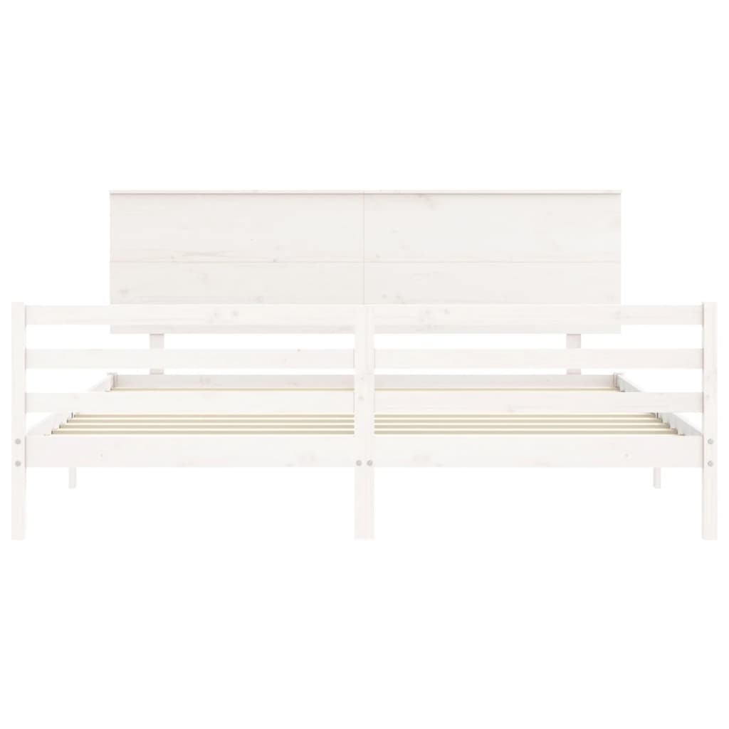 Cadre de lit sans matelas blanc 200x200 cm bois massif