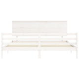 Cadre de lit sans matelas blanc 200x200 cm bois massif