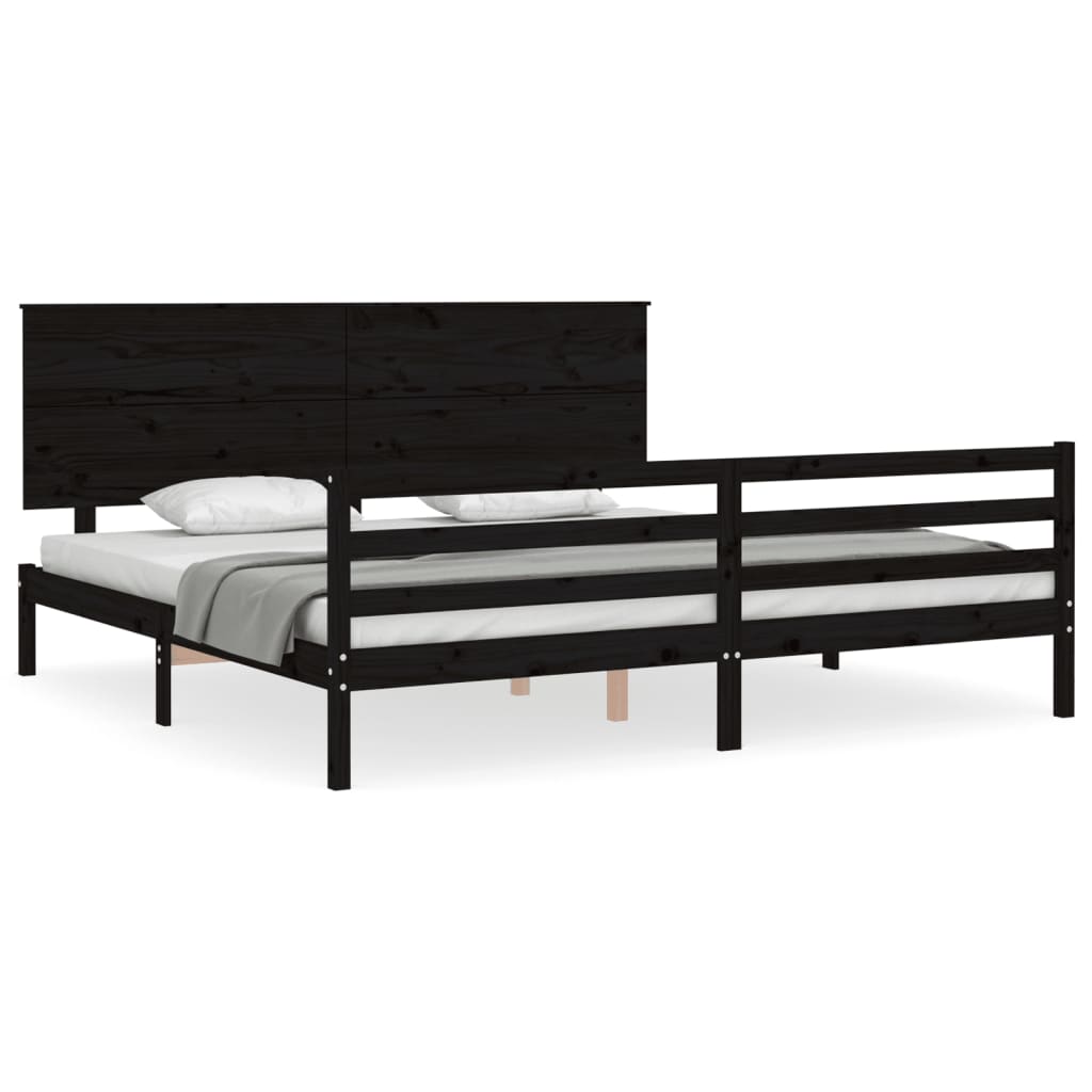 Cadre de lit sans matelas noir 200x200 cm bois massif