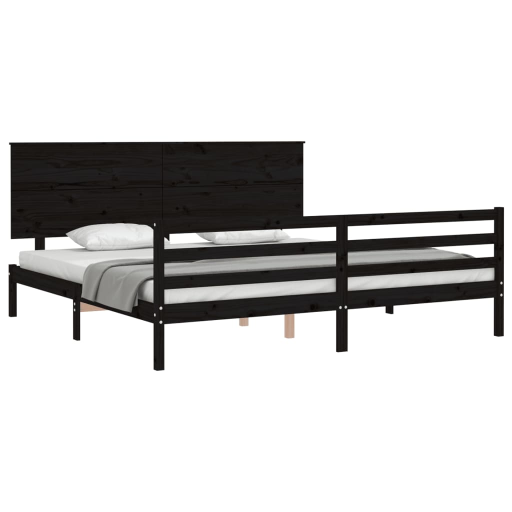 Cadre de lit sans matelas noir 200x200 cm bois massif