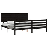 Cadre de lit sans matelas noir 200x200 cm bois massif