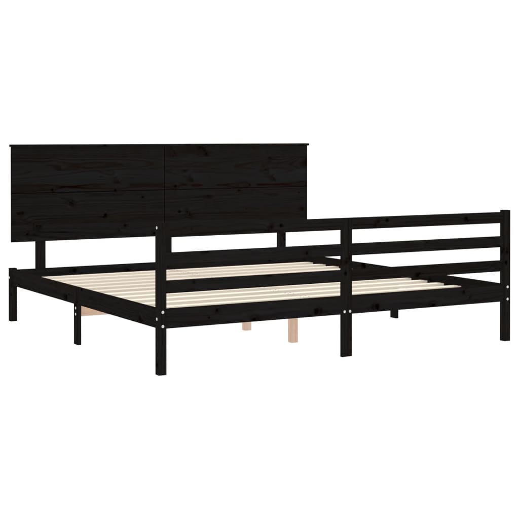 Cadre de lit sans matelas noir 200x200 cm bois massif