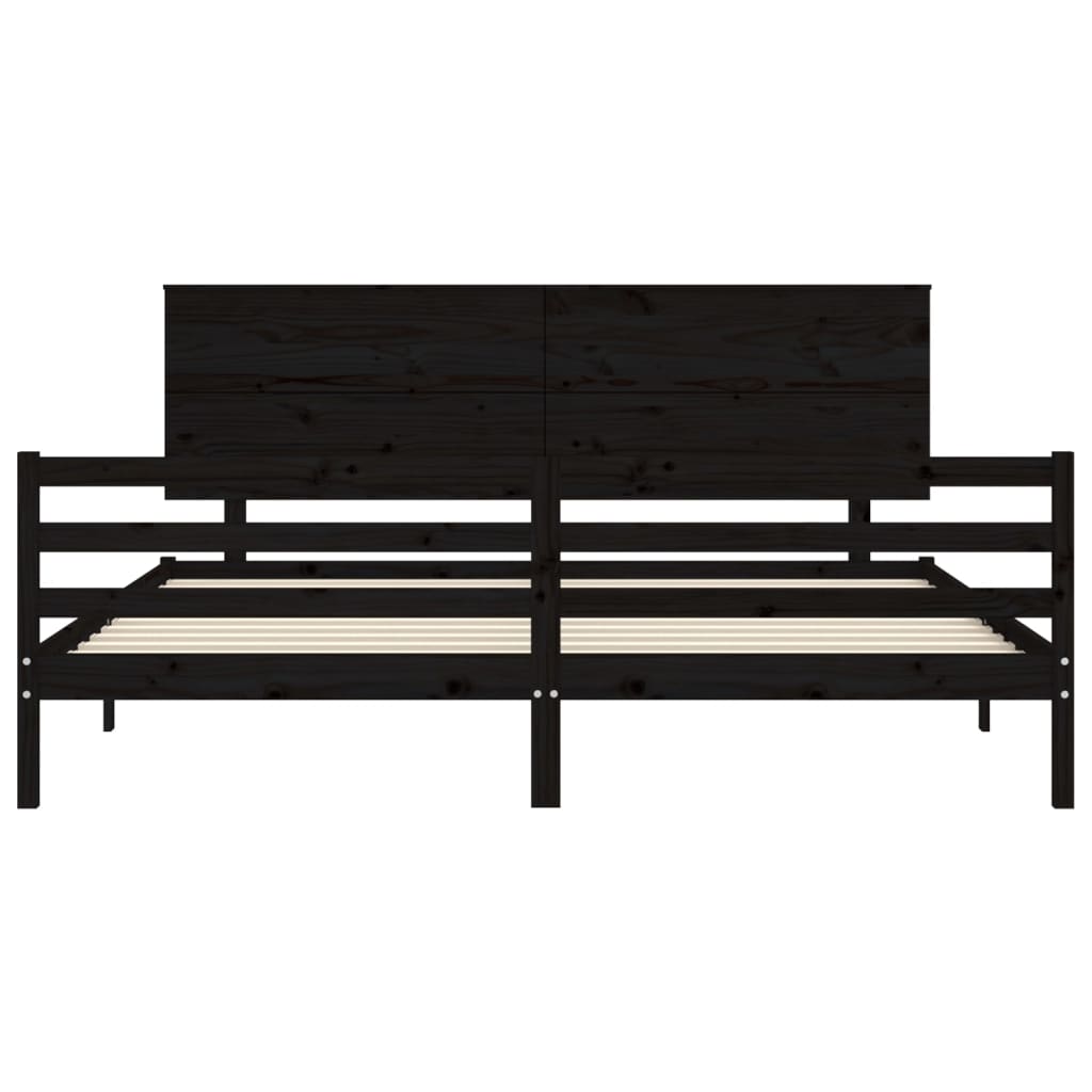 Cadre de lit sans matelas noir 200x200 cm bois massif