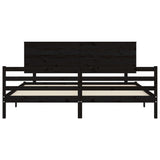 Cadre de lit sans matelas noir 200x200 cm bois massif