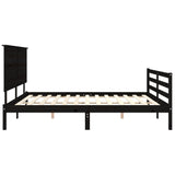 Cadre de lit sans matelas noir 200x200 cm bois massif