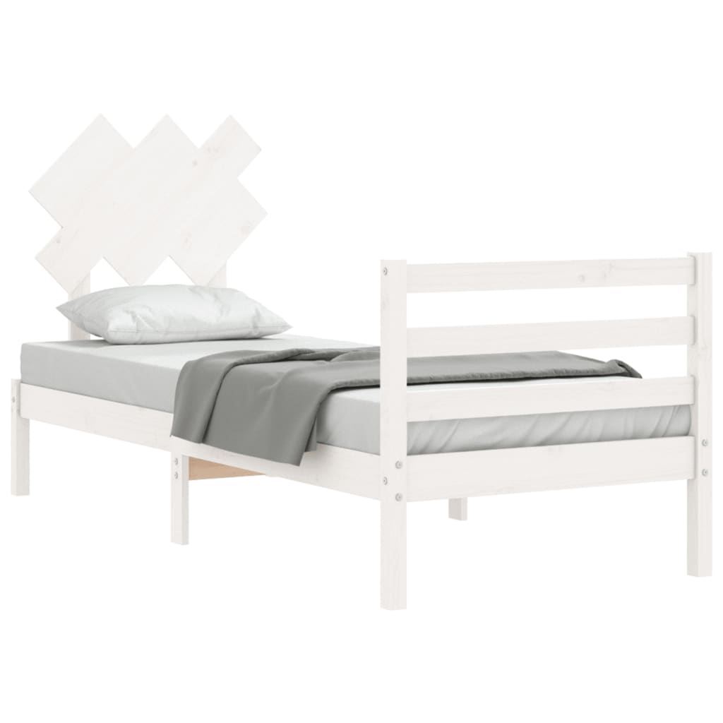 Cadre de lit sans matelas blanc bois massif