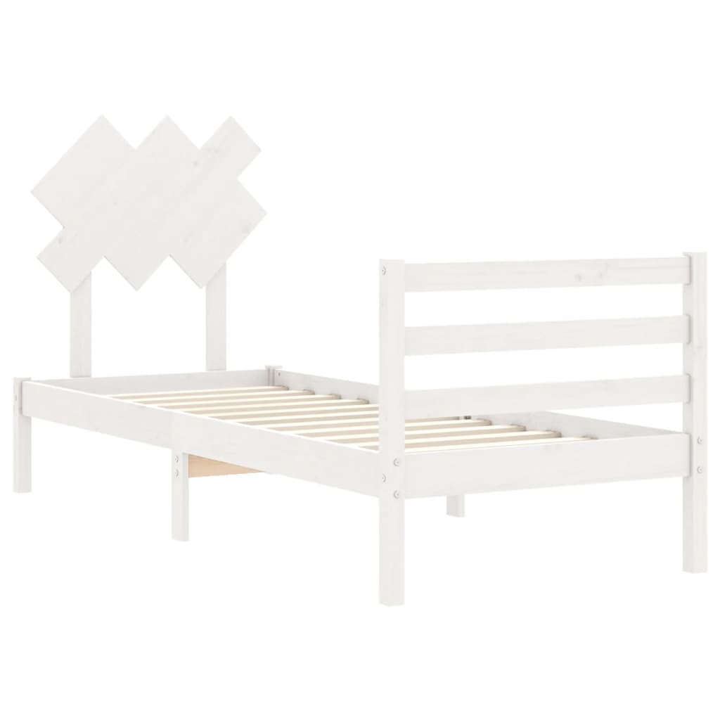 Cadre de lit sans matelas blanc bois massif