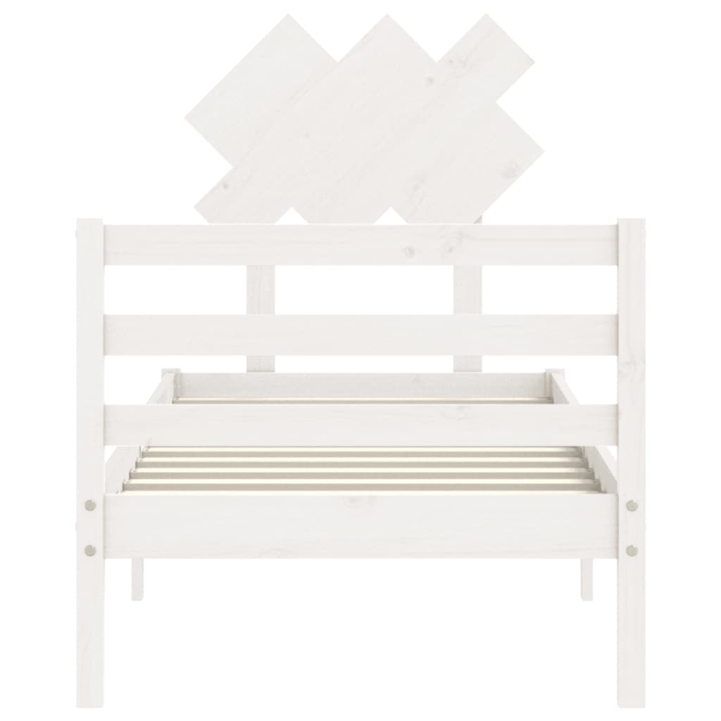 Cadre de lit sans matelas blanc bois massif