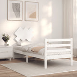 Cadre de lit sans matelas blanc bois massif