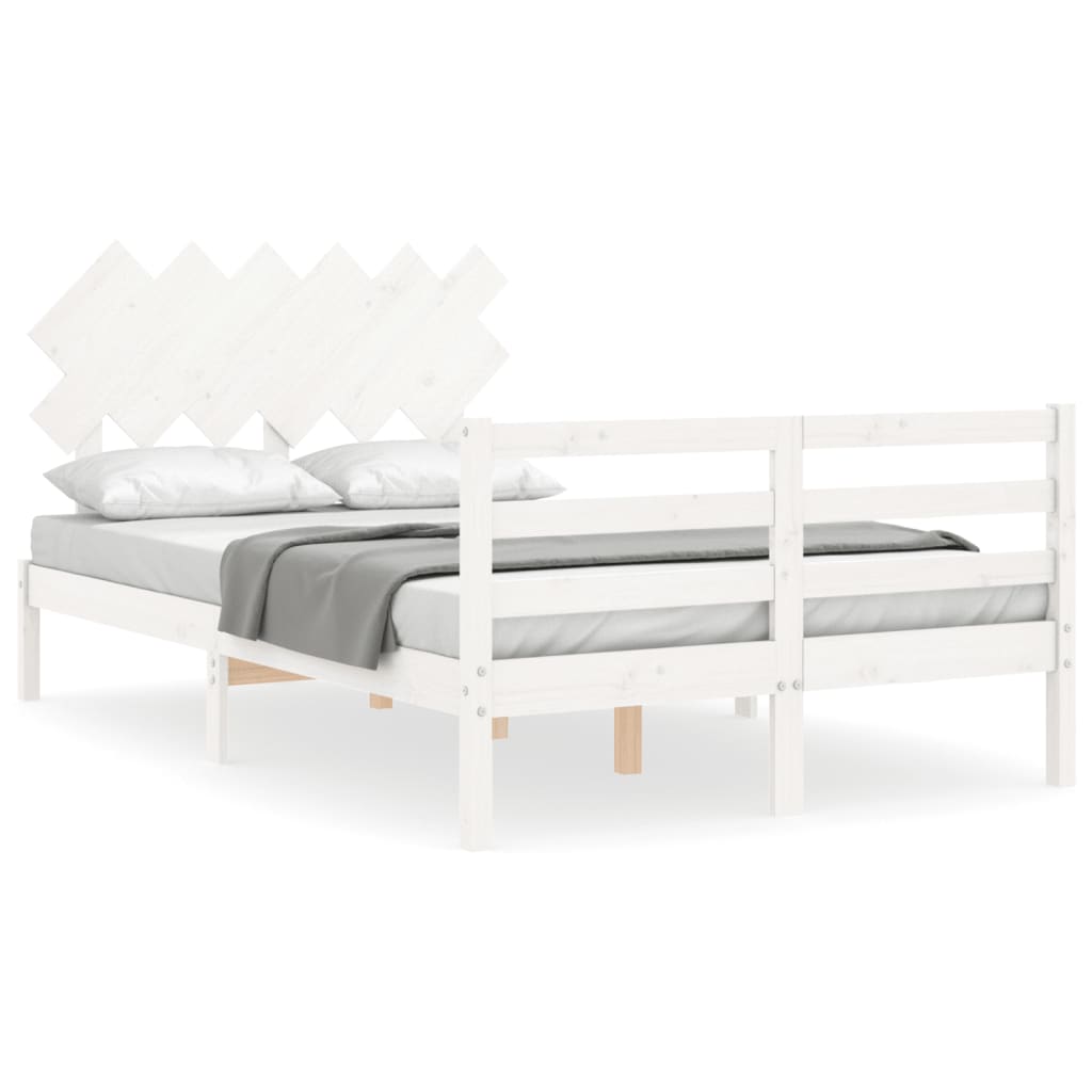 Cadre de lit sans matelas blanc bois massif