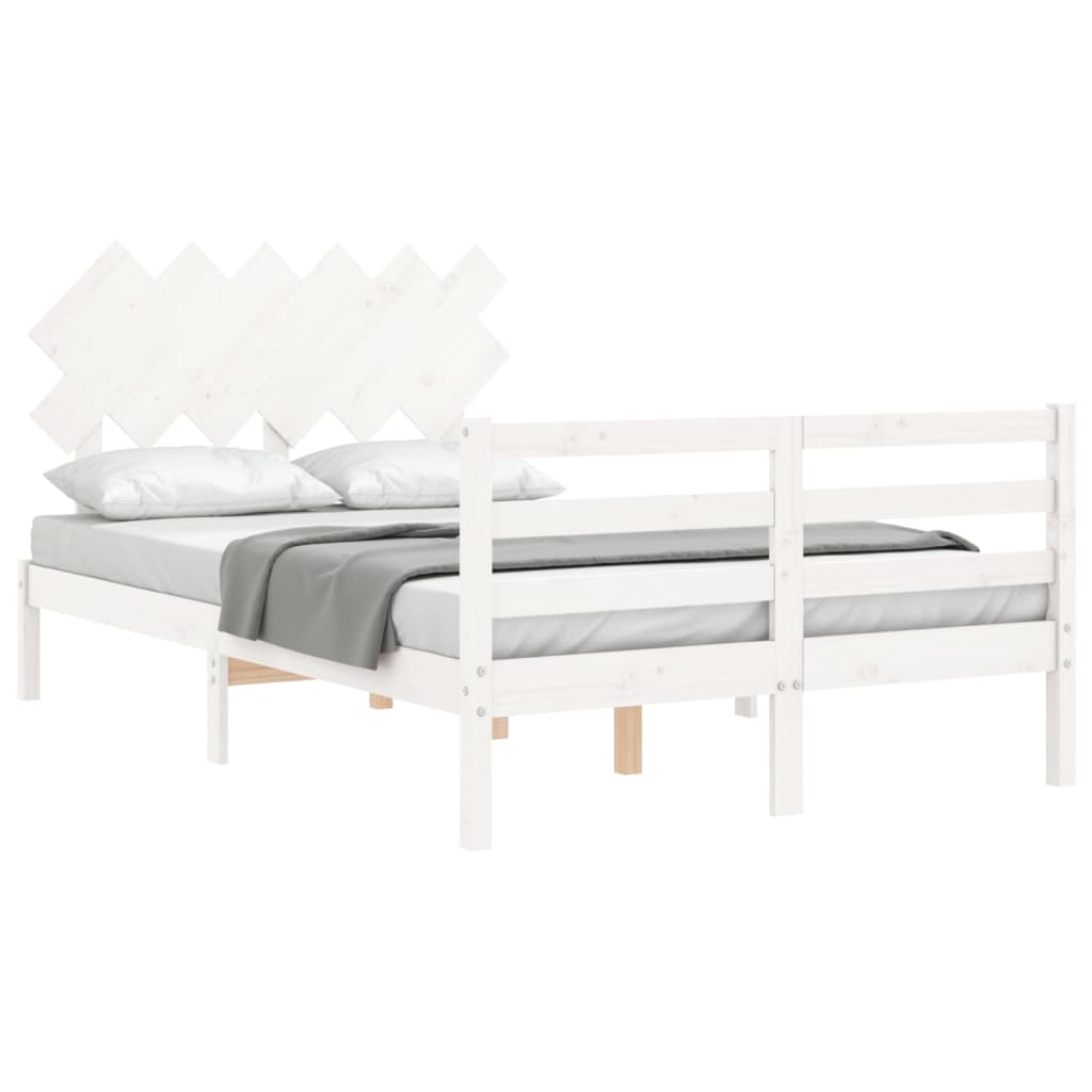 Cadre de lit sans matelas blanc bois massif