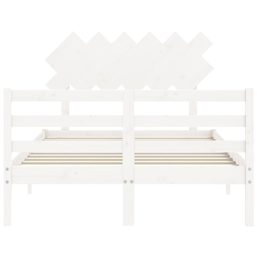 Cadre de lit sans matelas blanc bois massif