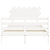 Cadre de lit sans matelas blanc bois massif