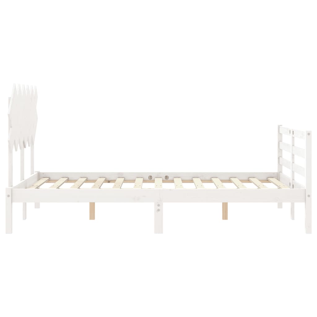 Cadre de lit sans matelas blanc bois massif