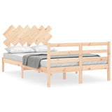 Solid wood bed frame without mattress