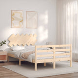 Solid wood bed frame without mattress