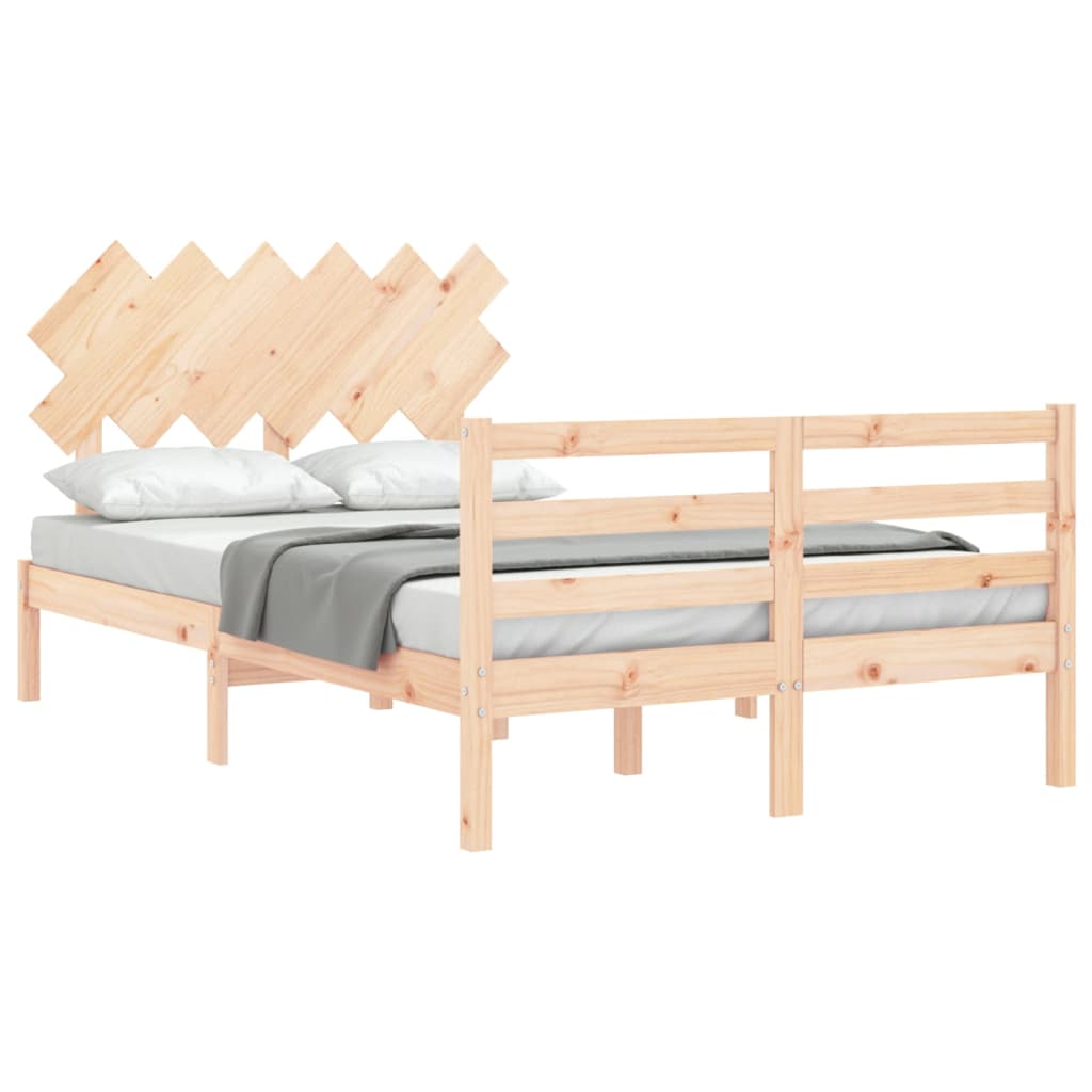 Solid wood bed frame without mattress