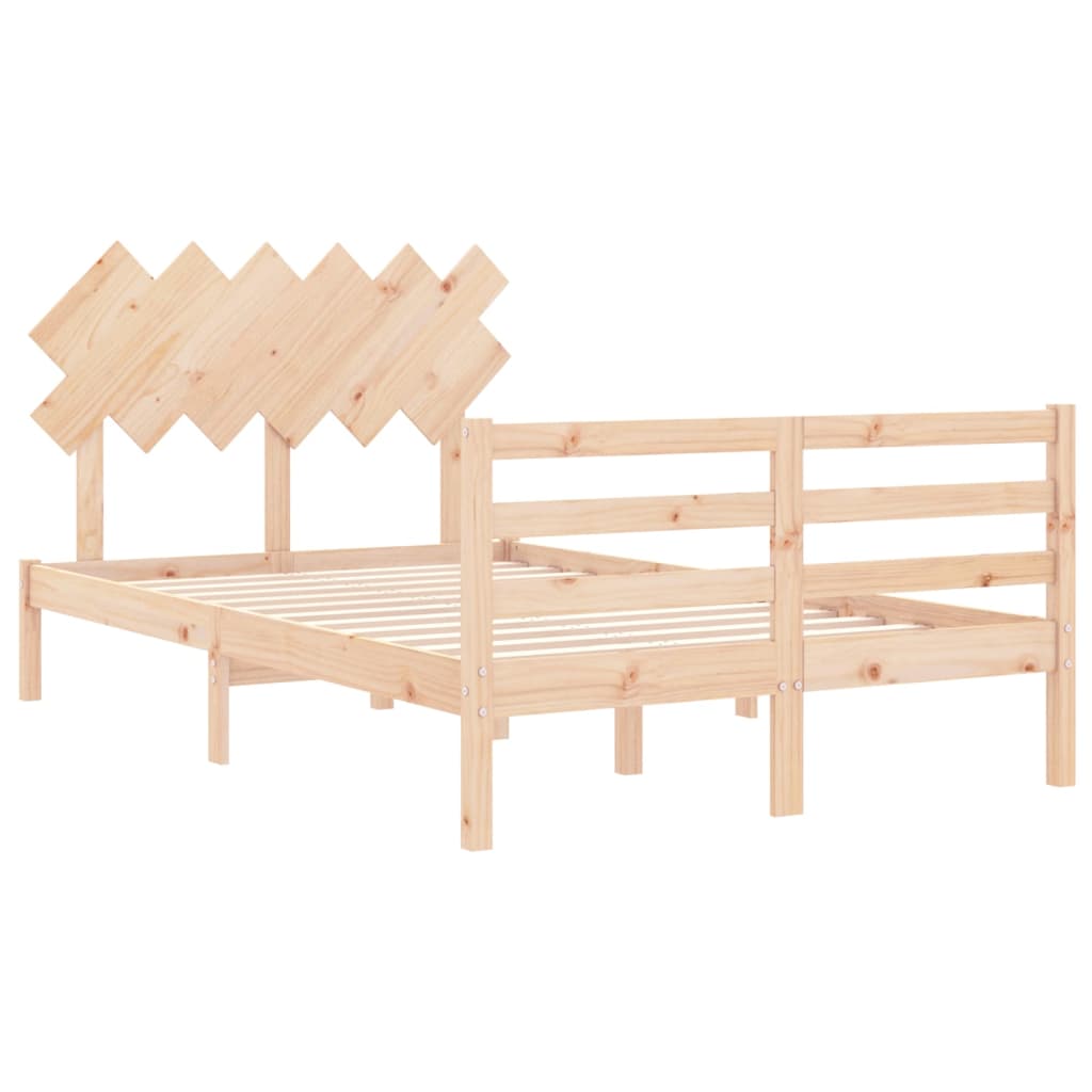 Solid wood bed frame without mattress